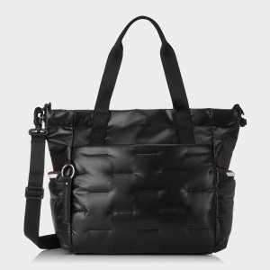 Black Women's Hedgren Puffer Tote Bags | YOV8272HF