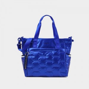 Blue Women's Hedgren Puffer Tote Bags | PZQ42100QK