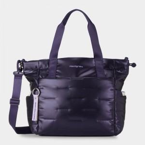 Purple Deep Blue Women's Hedgren Puffer Tote Bags | TRK7933ZM