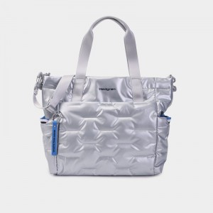 Silver Blue Women's Hedgren Puffer Tote Bags | AGL4378SS